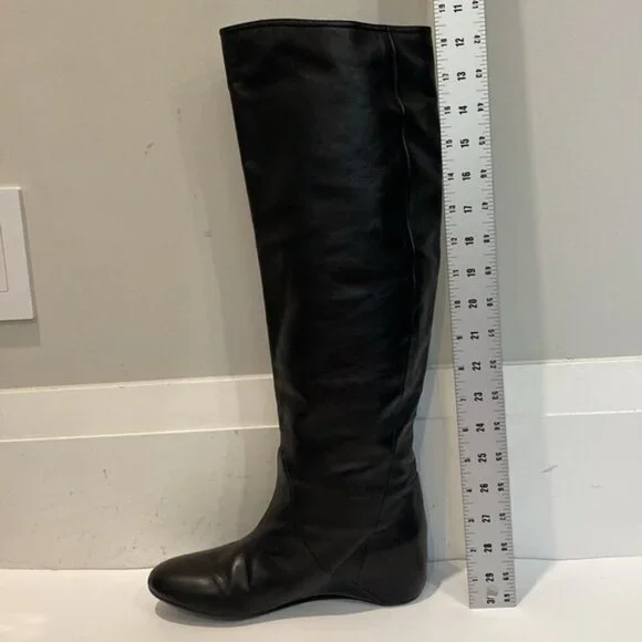 Laurel Over The Knee Covered Wedge Heel Boots Black Size 36 - Picture 10 of 16